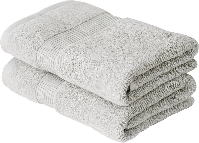 Siesta Zen Premium 100% Egyptian Cotton Bath Towels - 70x140cm, Pack of 2, Super Soft & Absorbent, 600 GSM, Quick Dry, Fade Resistant (Dove Gray) - Image 2